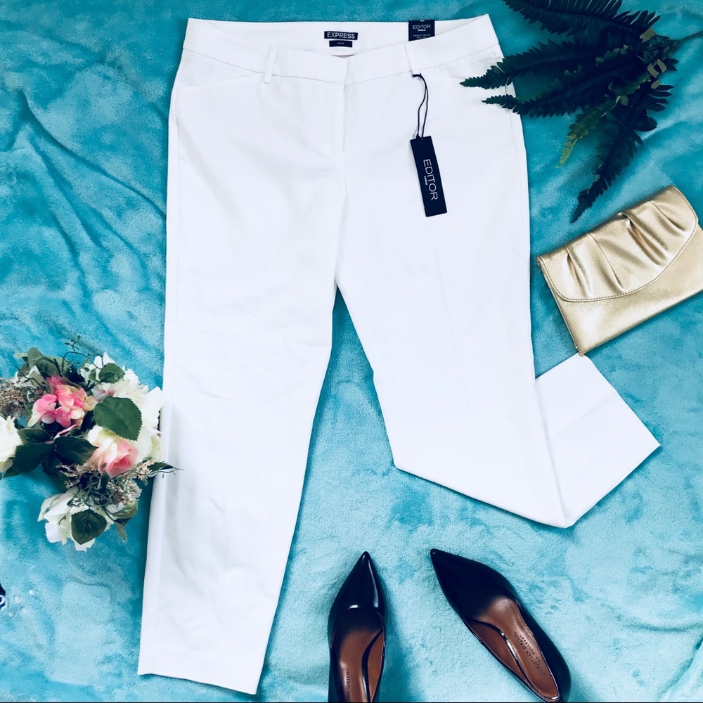 Express women Editor Ankle Straight white pant